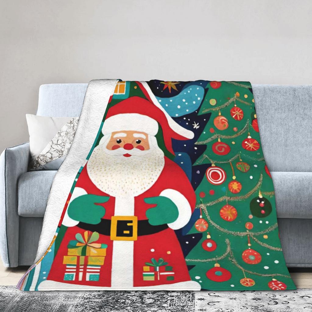Christmas Santa Claus Super Warm Blanket  Child Plush Bedding Throws Comfortable Home Decor Flannel Bedspread Sofa Bed Cover