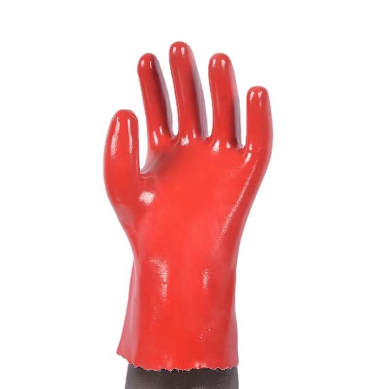 Qizhou Red PVC Chemical Resistant Work Gloves