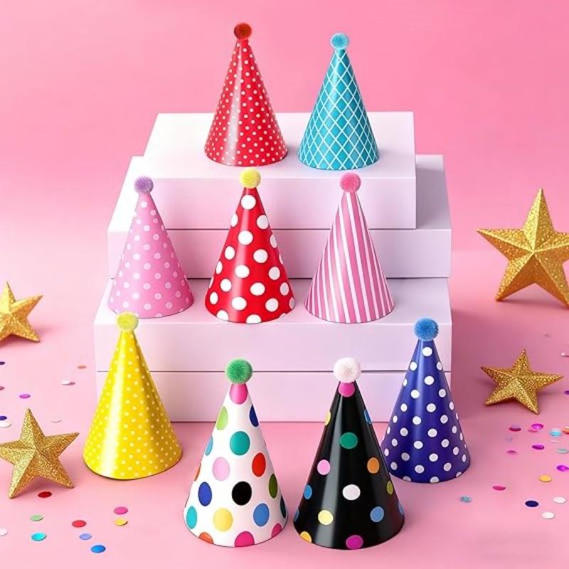 11 Stück Geburtstagspartyhüte enthält 9 entzückende Party-Kegelhüte und 2 Papierkronen Mini-Geburtstagshüte für Haustier-Kinder Geburtstagsdeko