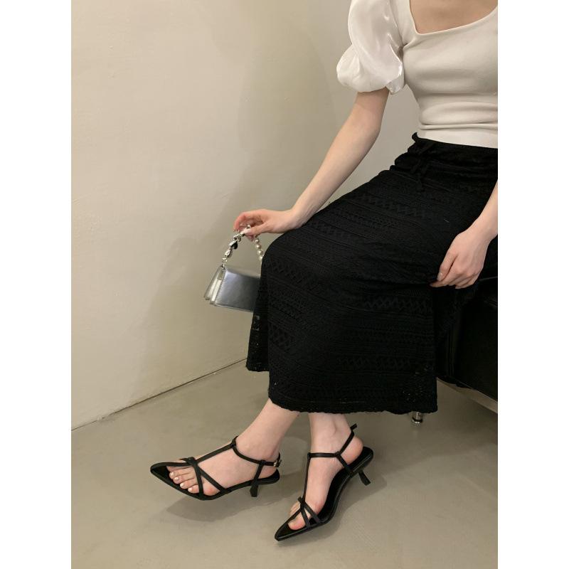 Sandals women's new pointed cross word with high heel temperament with skirt high heels women's shoes