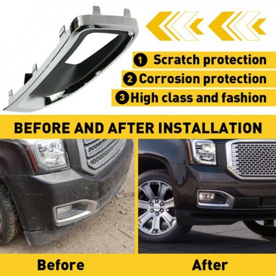 For GMC Yukon / Yukon XL Passenger 15-20 Fog Light Chrome Trims Cover Right Side