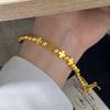 Pure Gold Light Luxury Design Sense European and American Style Four-leaf Clover Light Bead Bracelet for Women