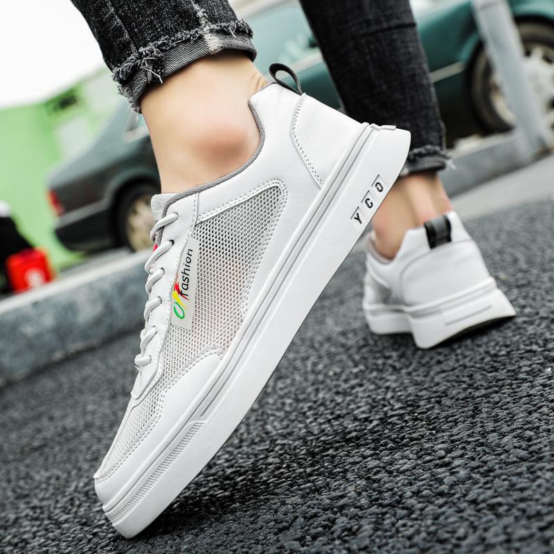 Men White Mesh Tennis Sneakers Summer Sports Skateboarding Shoes Students School Running Shoes Plus Size