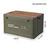 Portable Wheeled Camping Storage Box with Wooden Lid and Side-Opening Access