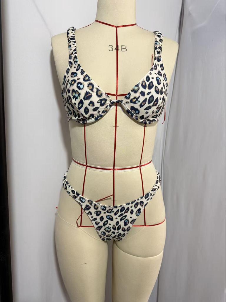 2026 Leopard Print Sexy Bikini Swimwear Set - Women's European & American Split Swimsuit