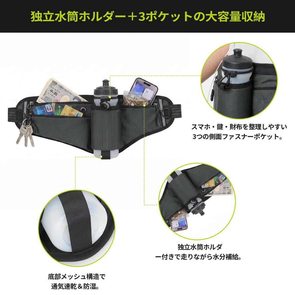 Running Waist Large with Smartphone Bottle Reflective Suitable for Night Adjustable Size Earphone Reflective for Cycling Pouch, Pouch, Stable,