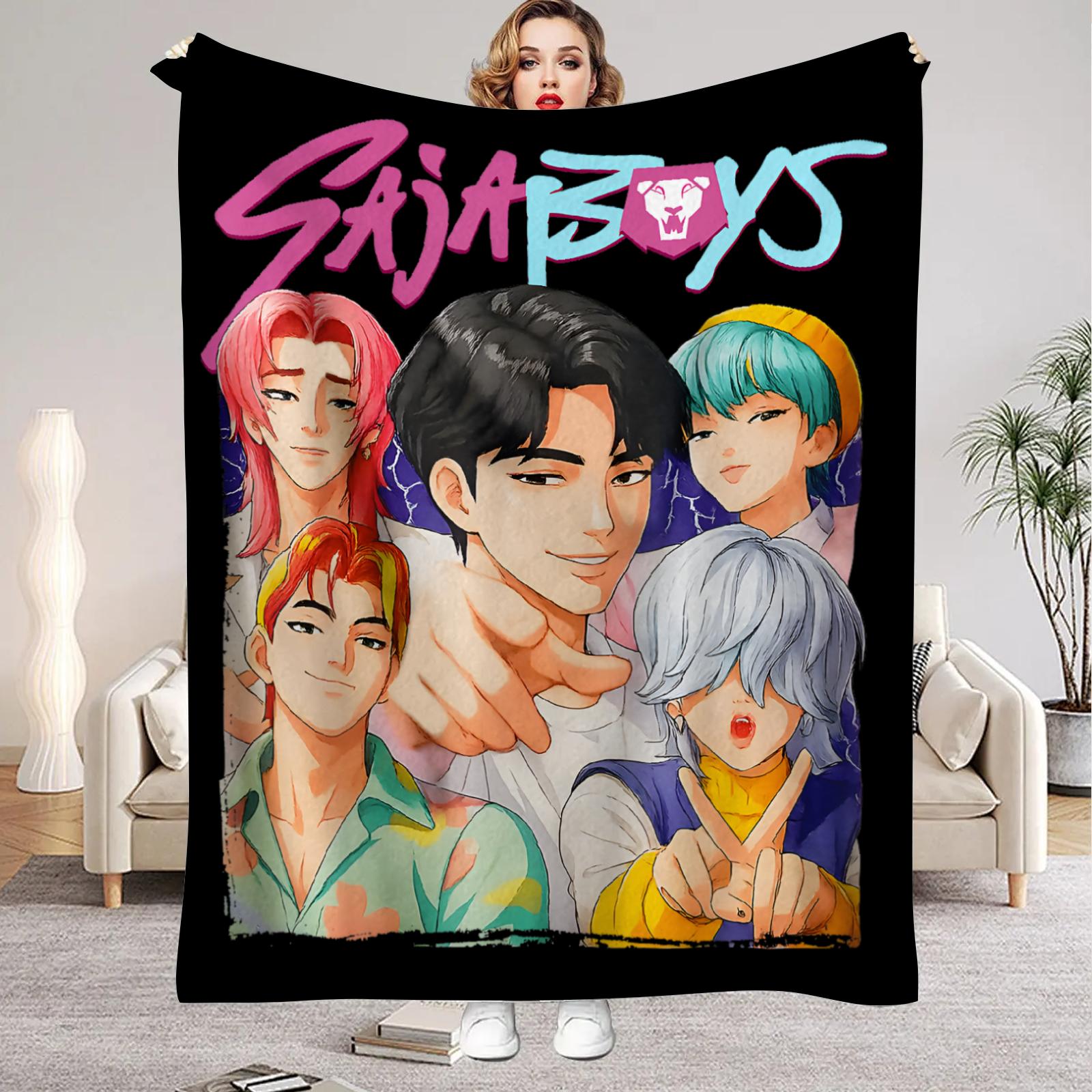 

k pop Demon Hunters Huntrix Saja Boys Blanket Super Warm Comfortable Throw Blanket For Girls Boys Living Room Flannel Bedspread 75x100cm