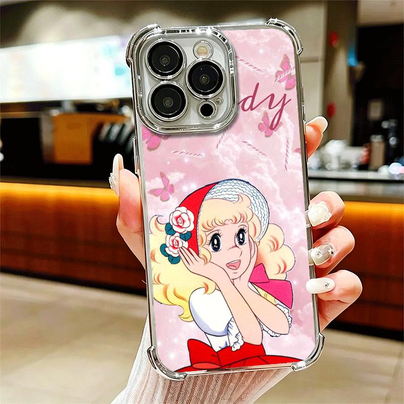 Anime Candy Candy Plating Phone Case For Iphone 16 17 Pro Max Air 16E 14 15 Plus 12 13 Mini Anti-Fall Airabag Cover