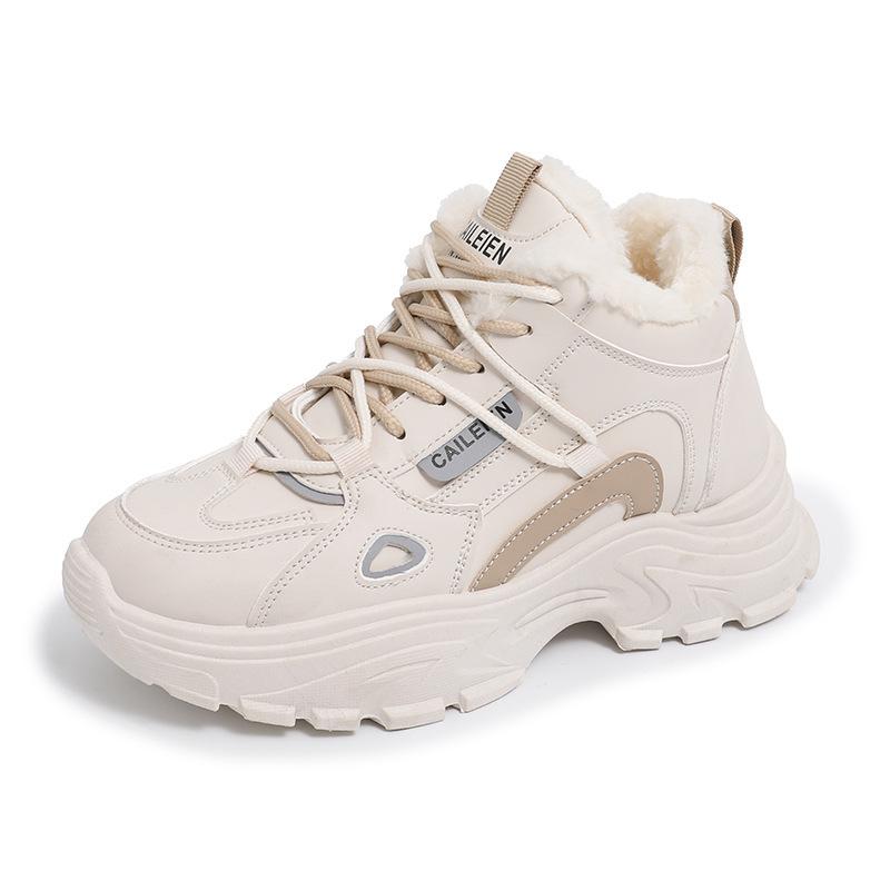 Fleece Dad Shoes 22 New Winter Thick Soles Heightened Thickened Warm Cotton Shoes High Top Sports Shoes