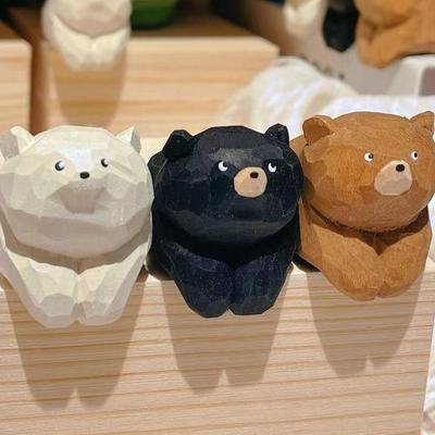 Ornements de bureau Mignon Ours en Bois Massif Sculpté à la Main Pour Décoration d'Entrée de Chambre et de Salon Les Ornements Peuvent Être Utilisés Comme Cadeau