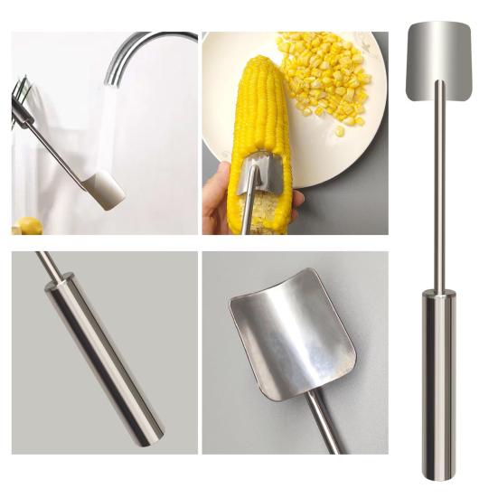 Verktøy for å skrelle maiskolber i rustfritt stål Magisk maisstripper Enkel maiskvern med langt håndtak Skarpt blad Kjøkkenredskap for hjemme- og restaurantbruk