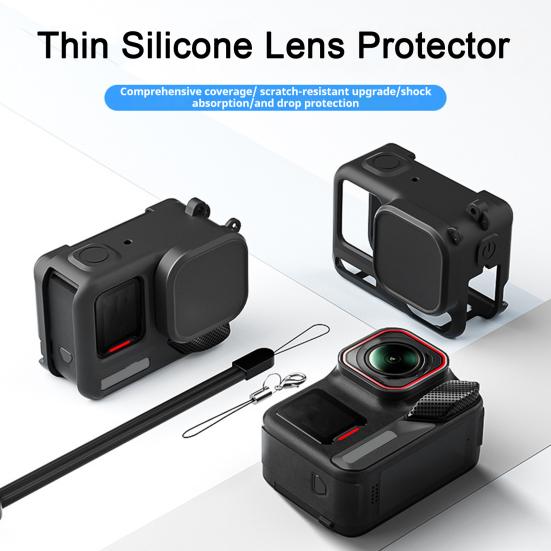 Protector de Lente para Cámara de Acción Cubierta Protectora a Prueba de Golpes Resistente a Impactos Fácil Instalación Funda de Silicona para Cámara de Acción para Insta360 Ace Pro 2