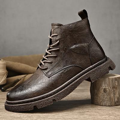 Botas de Motocicleta Estilo Punk para Homens Tênis Masculinos de Couro Estilo Retrô Marca de Moda Sapatos Casuais Masculinos Botas de Tornozelo Confortáveis para Homens