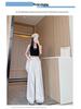 White High-Waisted Ice Silk Wide-Leg Pants for Women - Summer Casual Drape Style