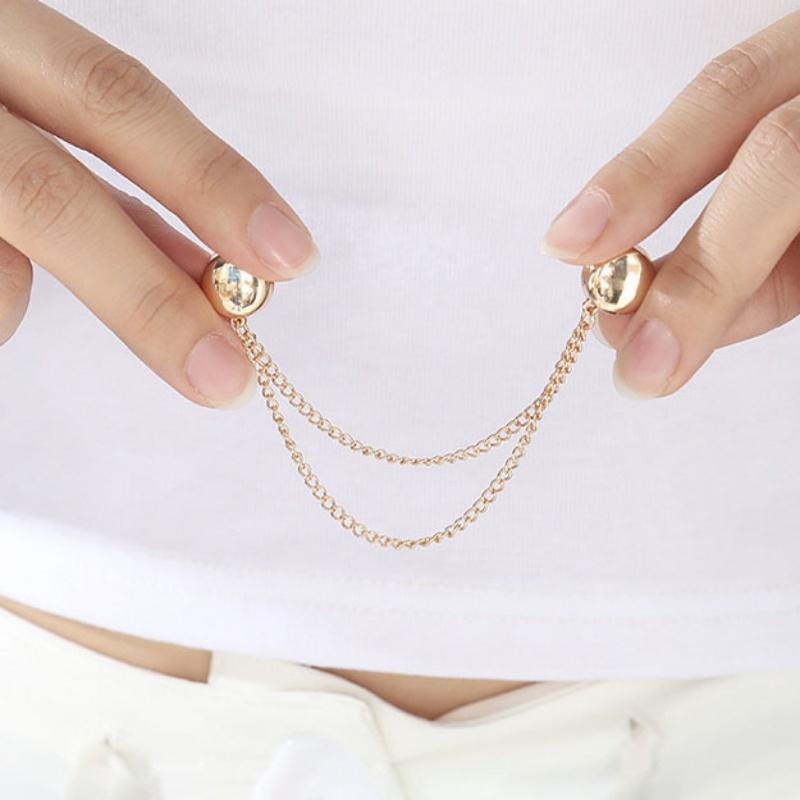 No-Sew Magnetic Alloy Hem Adjuster & Waist Cinch Chain - Pant Leg Clip, Clothing Shortener Tool with Decorative Buckle