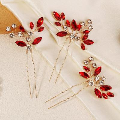3 Pezzi Spilla da Capelli Elegante in Cristallo Moda Foglie Strass Fermaglio per Capelli Copricapo per Donne Gioielli da Festa Accessori per Capelli