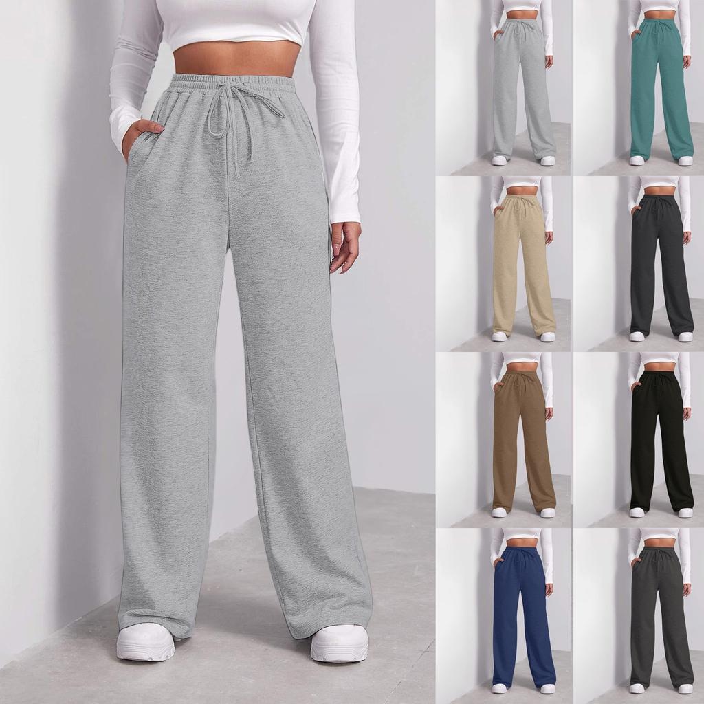 Joggebukse med vidde ben for kvinner Uformell yoga joggebukse