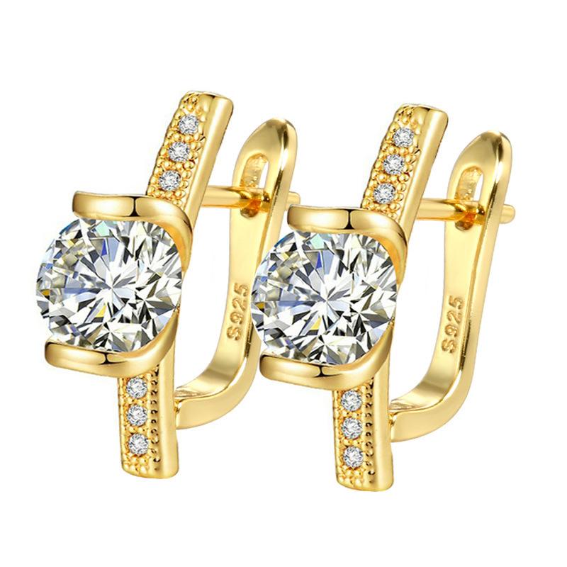 

Simple earrings temperament crystal zircon earrings versatile atmospheric fashion earrings