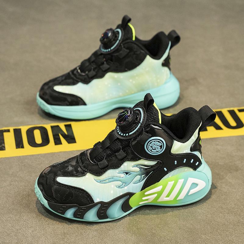 Boys' Shock-Absorbing Leather Basketball Shoes | Non-Slip, Lightweight Sports Sneakers for Big Kids, Fall/Winter 2025