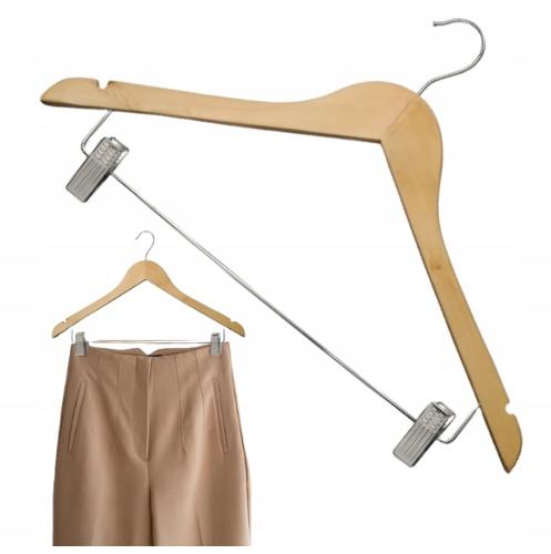 Wooden Hanger with Metal Clips