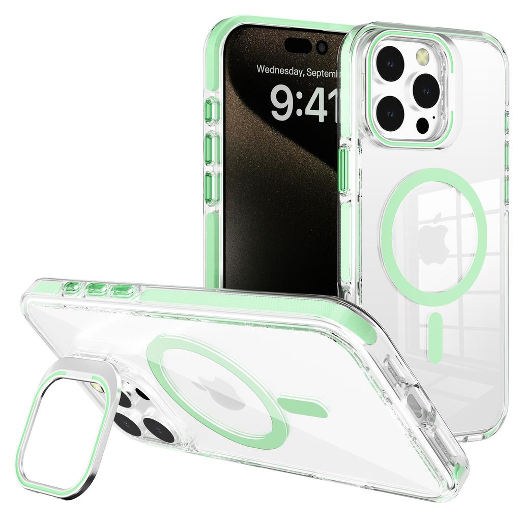 J2 Series For iPhone 16 Pro Case Compatible with MagSafe TPU+PC Clear Phone Cover Built-In Kickstand