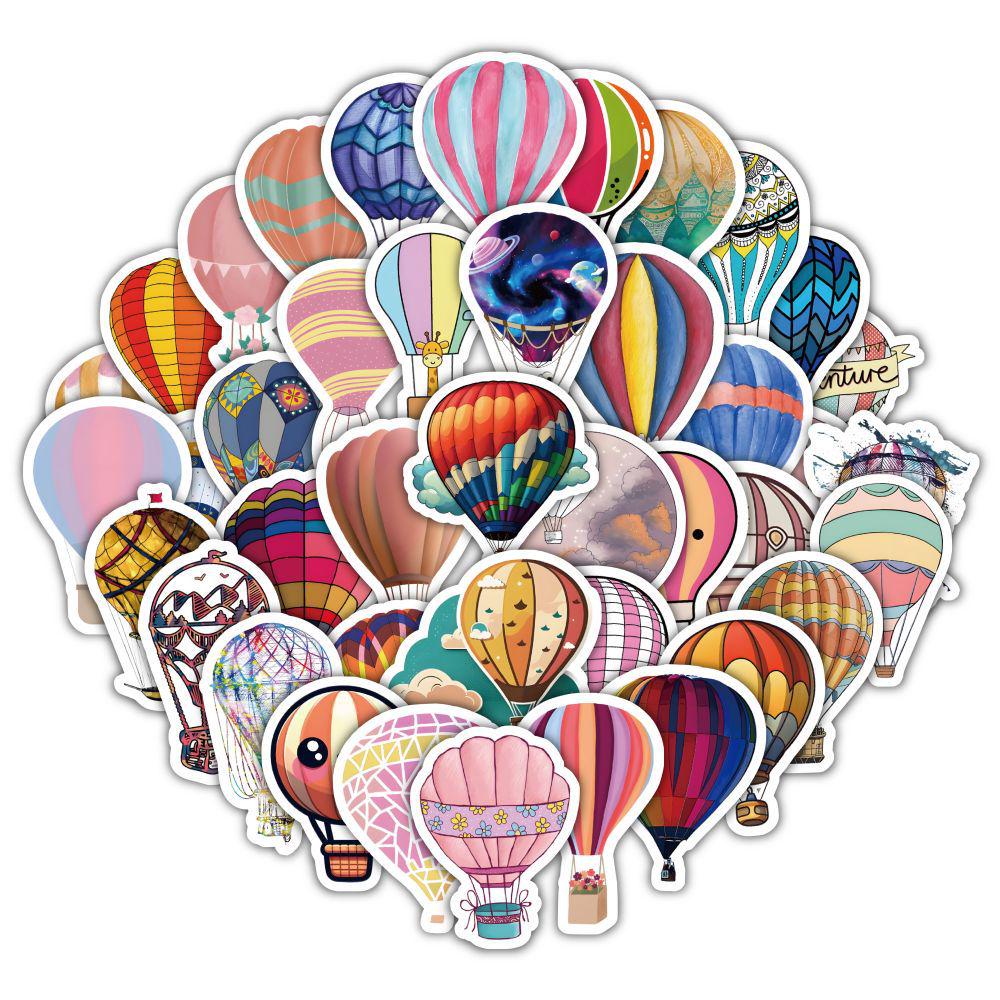 60 Turkish Hot Air Balloon Helmet Stickers for Kids: Cartoon Decorations, Waterproof