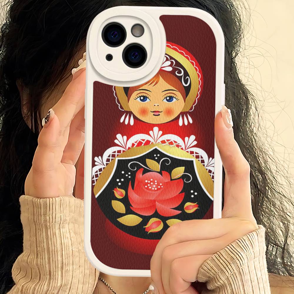 

Russian Dolls Matryoshka Cute Leather Phone Case For Iphone 16 15 14 Plus 13 12 11 Pro Max Case iphone XR