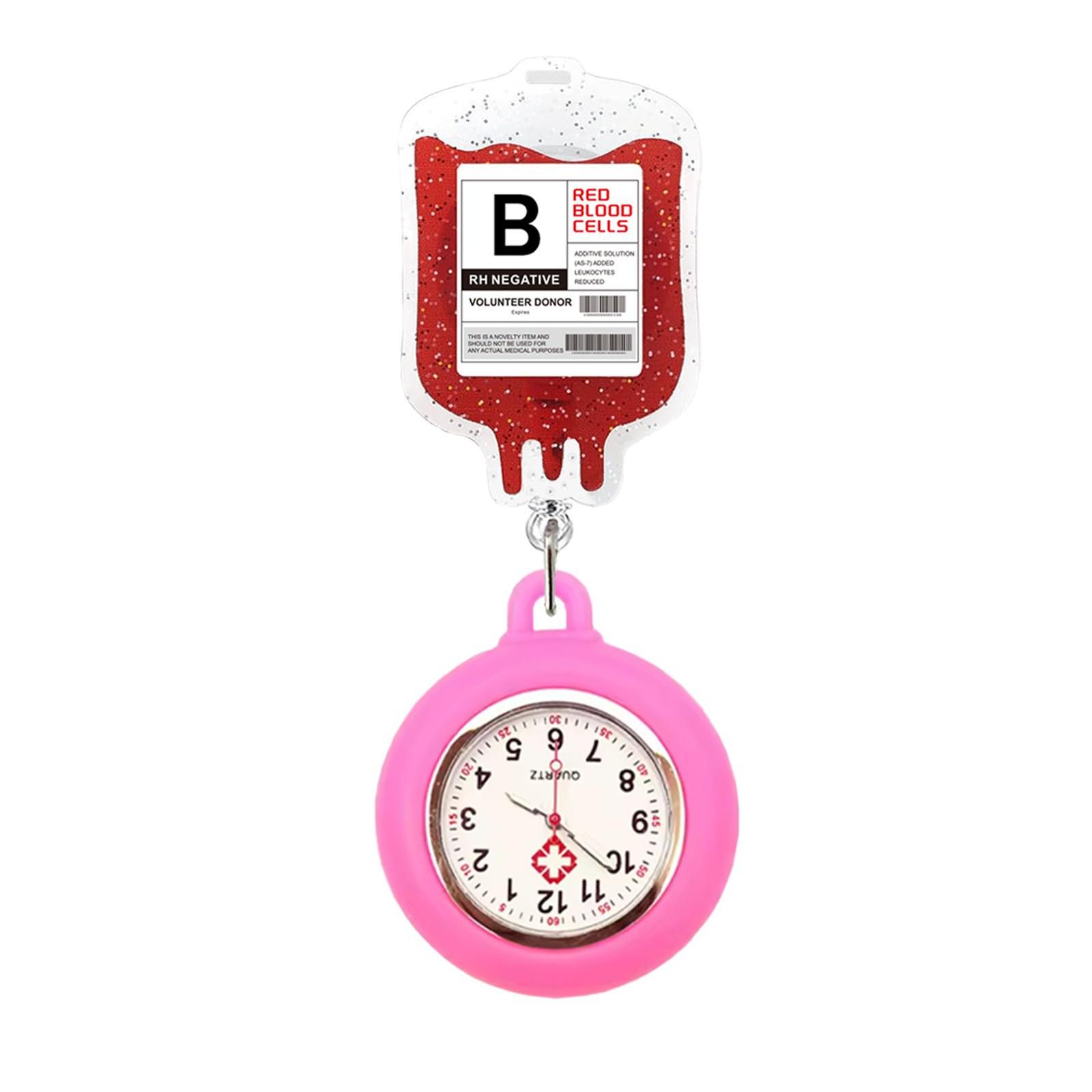 

Clock Badge Reel,Creative Medical Theme IV Bag Blood Type Design Fun Retractable ID Holder Lanyard for Healthcare Workers