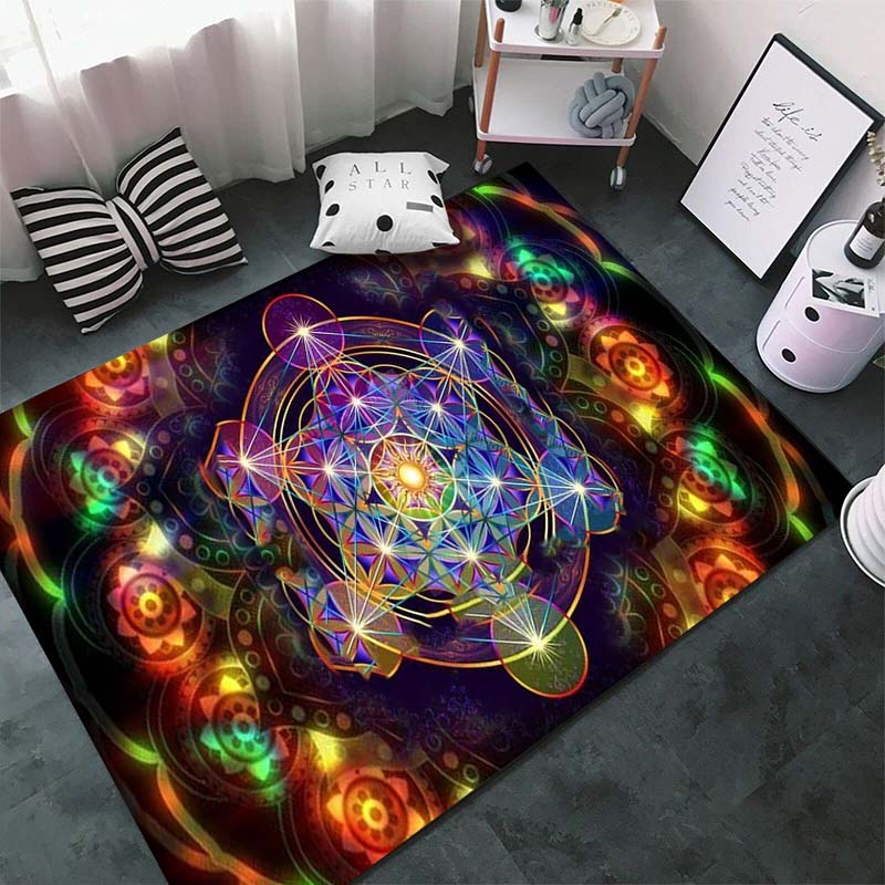 15 Sizes Indian Buddha Statue Meditation Seven Chakras Carpet for Bedroom Yoga Floor Mat Living Room Floor Decor Anti-slip Rugs