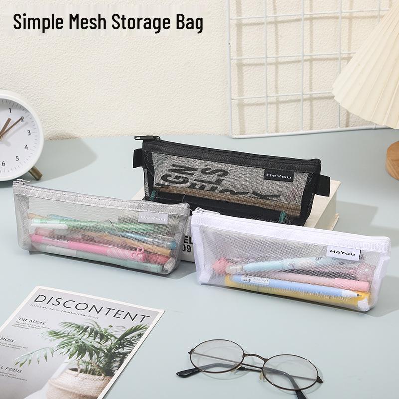 

Large Capacity Transparent Mesh Pencil Case for Students - Portable and Ideal for Exams Trapezoid сірий колір