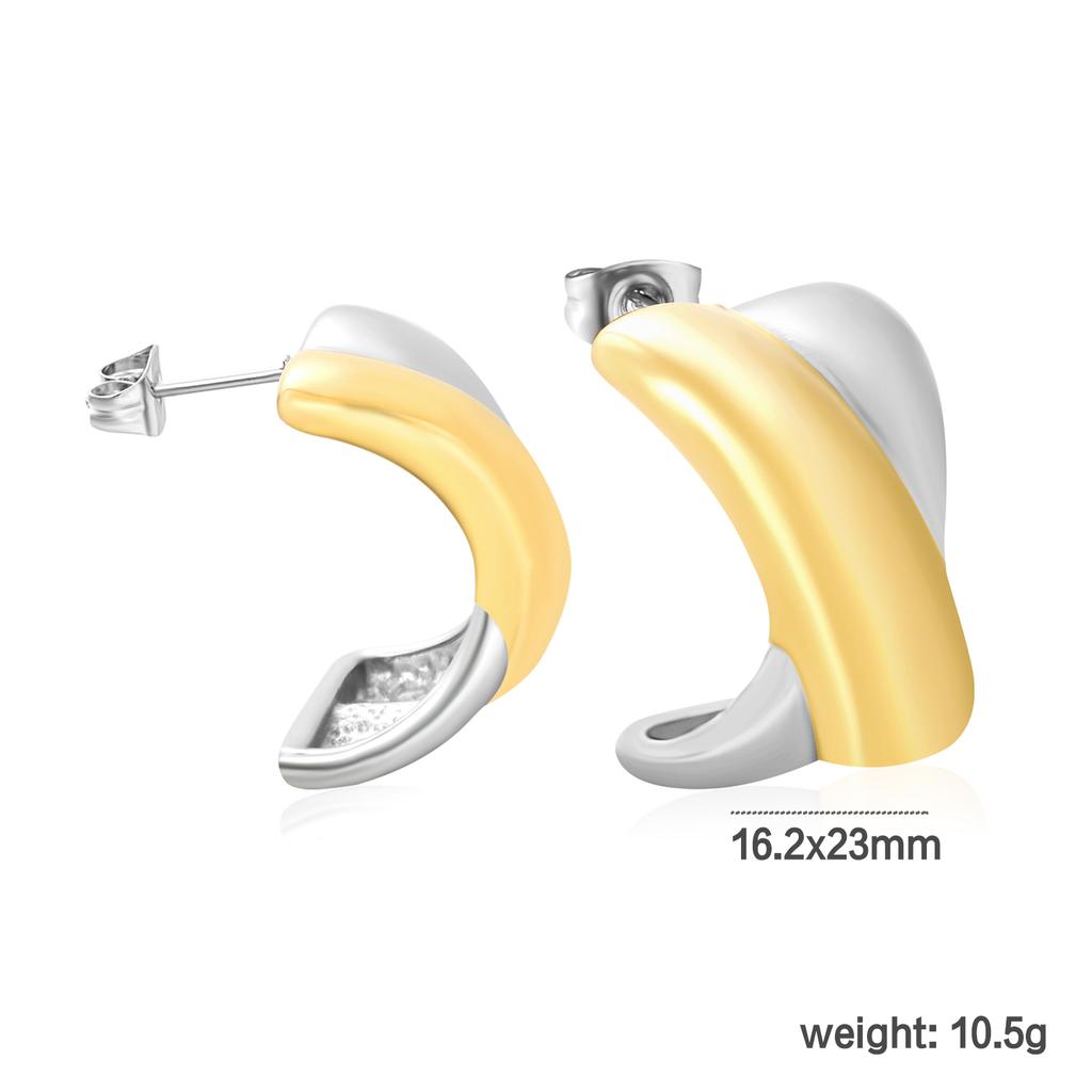 Women's Niche Stainless Steel Two-tone Earrings, Vreative Jewelry, High-end INS Style New Uique Design, Waterproof Gift Jewelry
