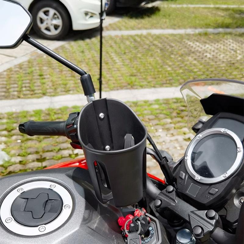 Motorcycle Scooter Cup Holder with Strong Stability & Quick Release Function Adjustable Width Cup Mount Simple Installs