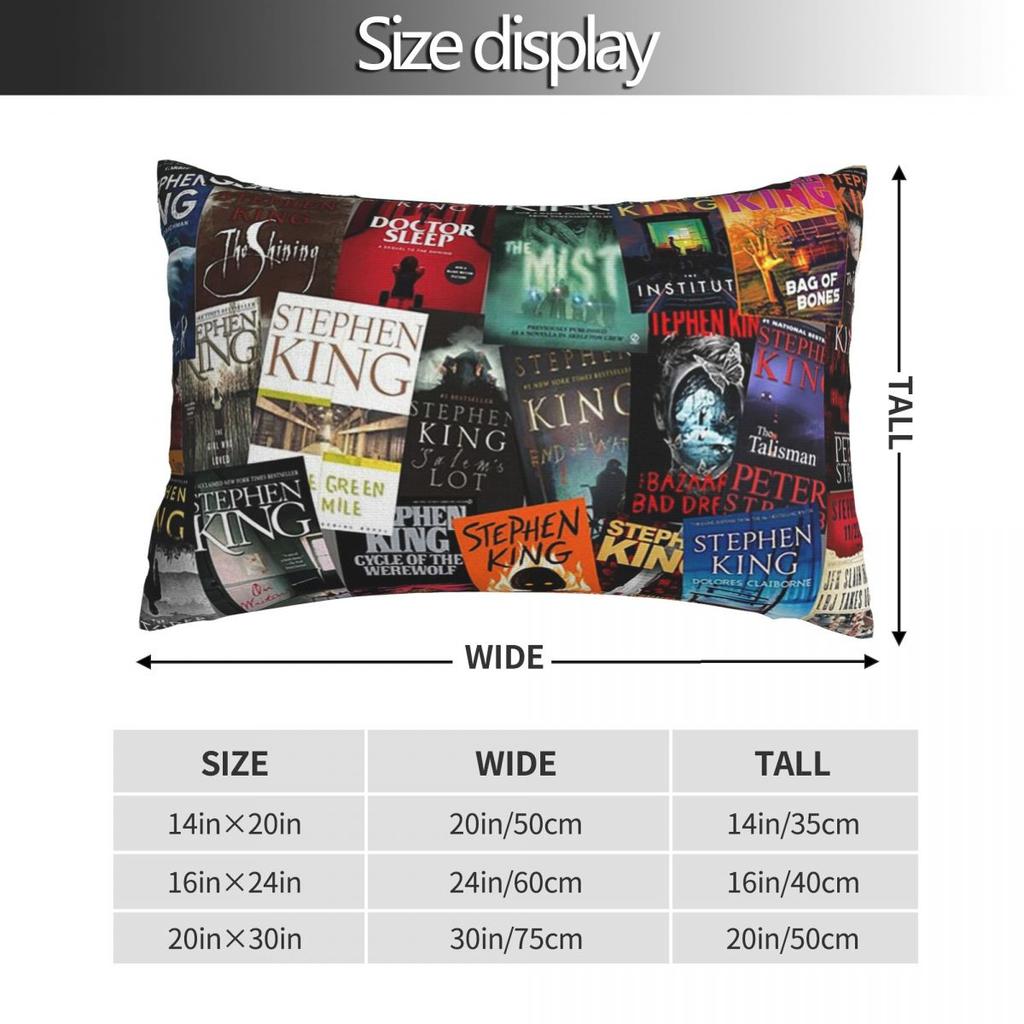 Stephen King Book Covers, Horror Bookworm Rectangle Pillowcase Cushion Cover Decorative Bedroom Bed Home Comfort Throw Pillow