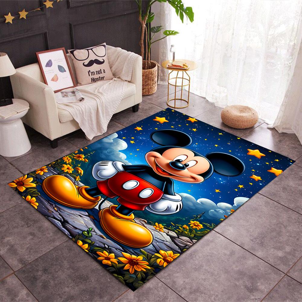 Mickey Mouse Adventure Disney Cartoon Theme Anti-Slip Rug - Polyester, Home Decor, Suitable for Bedrooms, Living Rooms, Doorways, and Studios