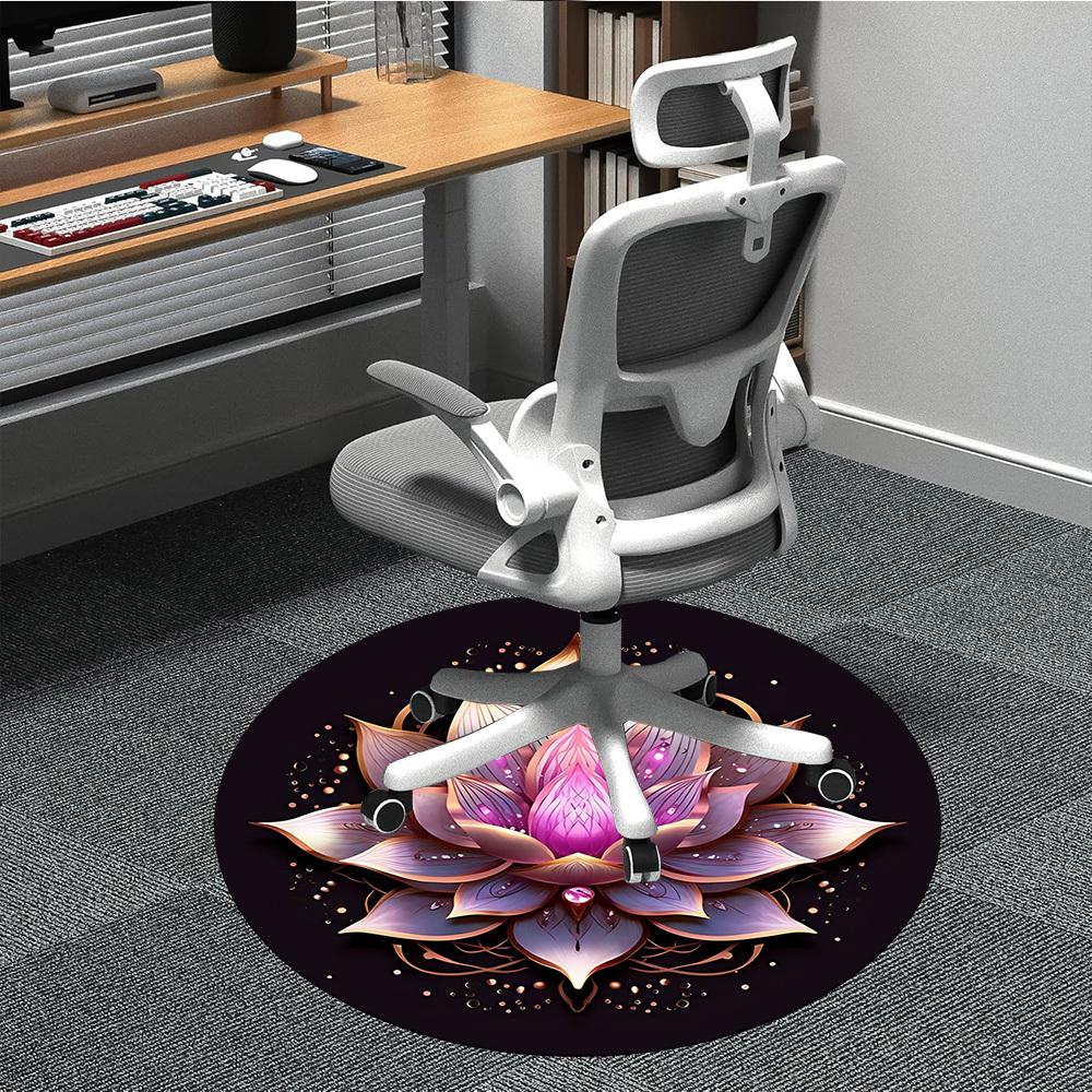 1pc Lotus Flower Mandala Office Round Rug, Carpet for Office, Gaming, Lightweight Round Floor Mat yy260208089