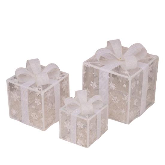 Christmas Light Gift Box Ornaments Set Holiday Cheer Glowing Lights Festive Holiday Tabletop Mantel Party Decor for Indoor Outdoor