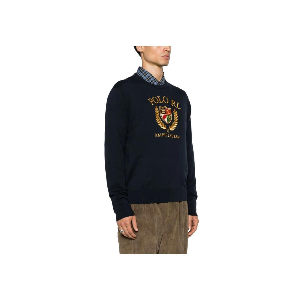 Polo Ralph Lauren Letter Logo Embroidered Pullover Long Sleeve Knit Sweater Men sweater Midnight-Blue 710919772-001