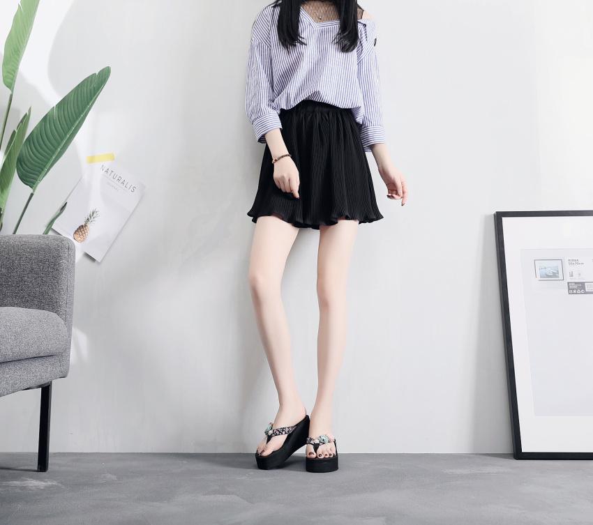 Letní styl celebrit 2018 Dámské sandály na silné podrážce s protiskluzovou úpravou na vysokém podpatku pro venkovní nošení