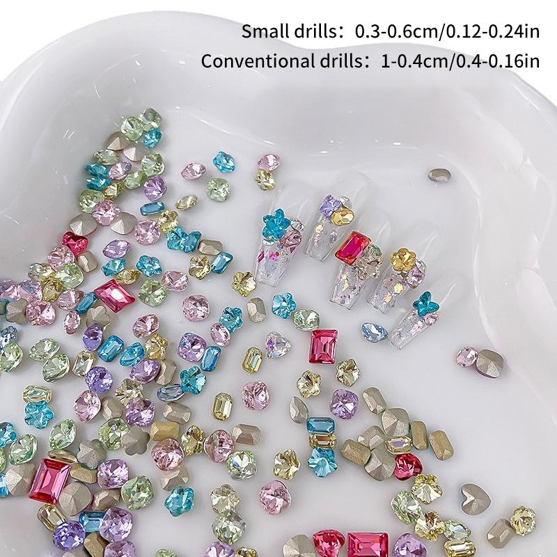 50Pcs Mix 3-10Mm Pointed Bottom Irregular Nail  Small Mixed Shape Glass Pile Drill Applies Diy Accessories