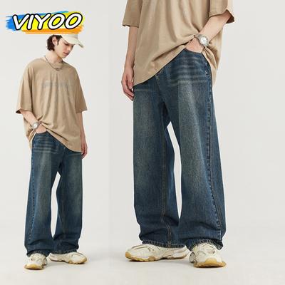 Pánsky flash Y2K Vintage Wide Leg Baggy Jeans Nohavice Pánske tmavomodré nohavice Klasické hip-hopové kórejské oblečenie 2024 Streetwear