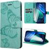 Protective Case - E.F.Connection - for iPhone Air - Green Leather Effect Butterfly Pattern - 2 Tempered Glass