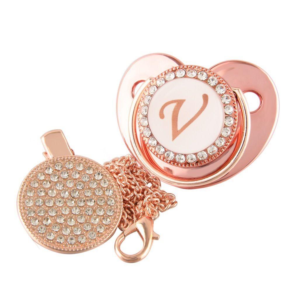 Stunning Crystal Rhinestone Baby Soothers And Pacifier Clips Bpa-free Silicone