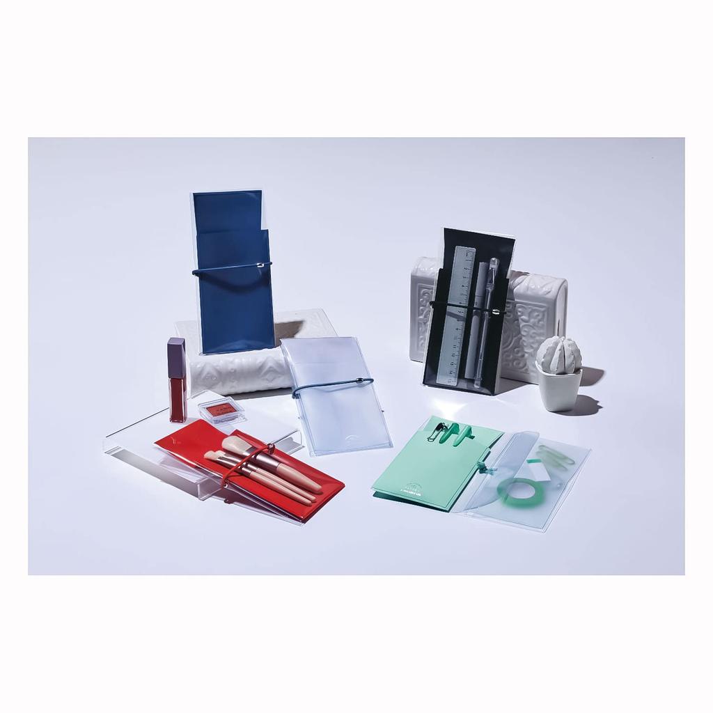 Lihitlab Antibacterial PVC Flat Pencil Case Transparent Slim ALCLEA Blue A7941-8