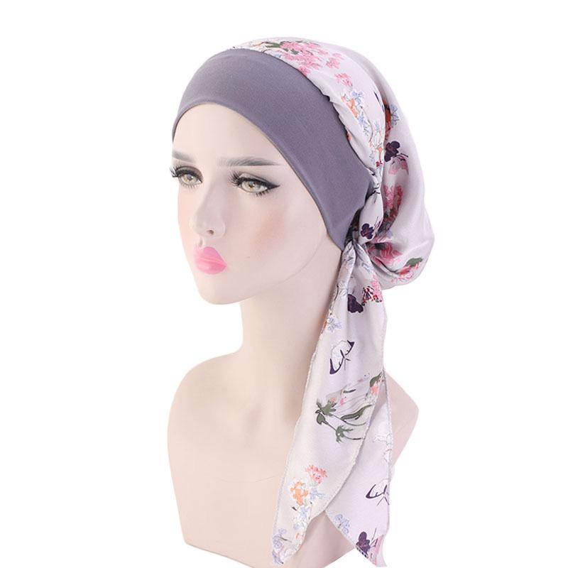 fashion printed flowers women inner hijabs cap muslim head scarf turban bonnet ready to wear ladies wrap under hijab caps