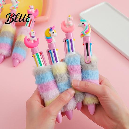 Office Supplies for Diary Decoration 6-in-1 Retractable Gel Pen Cute Unicorn Plush Doll Decor 6 in 1 Color Pens 0.5mm Multicolor Ballpoint