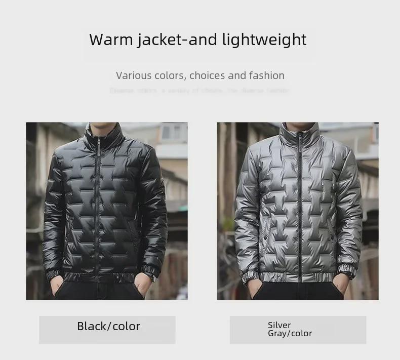 Men's Stand Collar Casual Cotton Jacket with Velvet Lining for Autumn and Winter