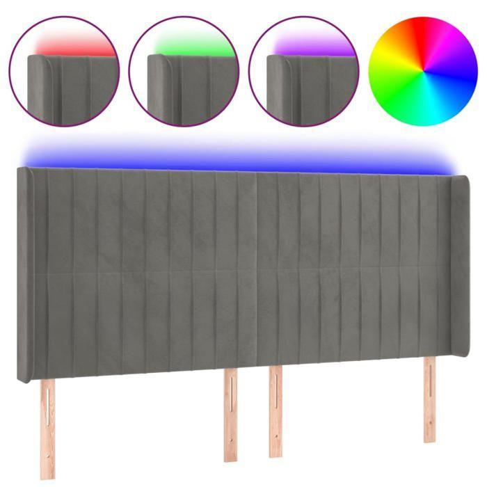 VidaXL LED Headboard Bedroom Furniture Double Bed Accessory Head of Bed Frame Interior Light Grey 3124352
