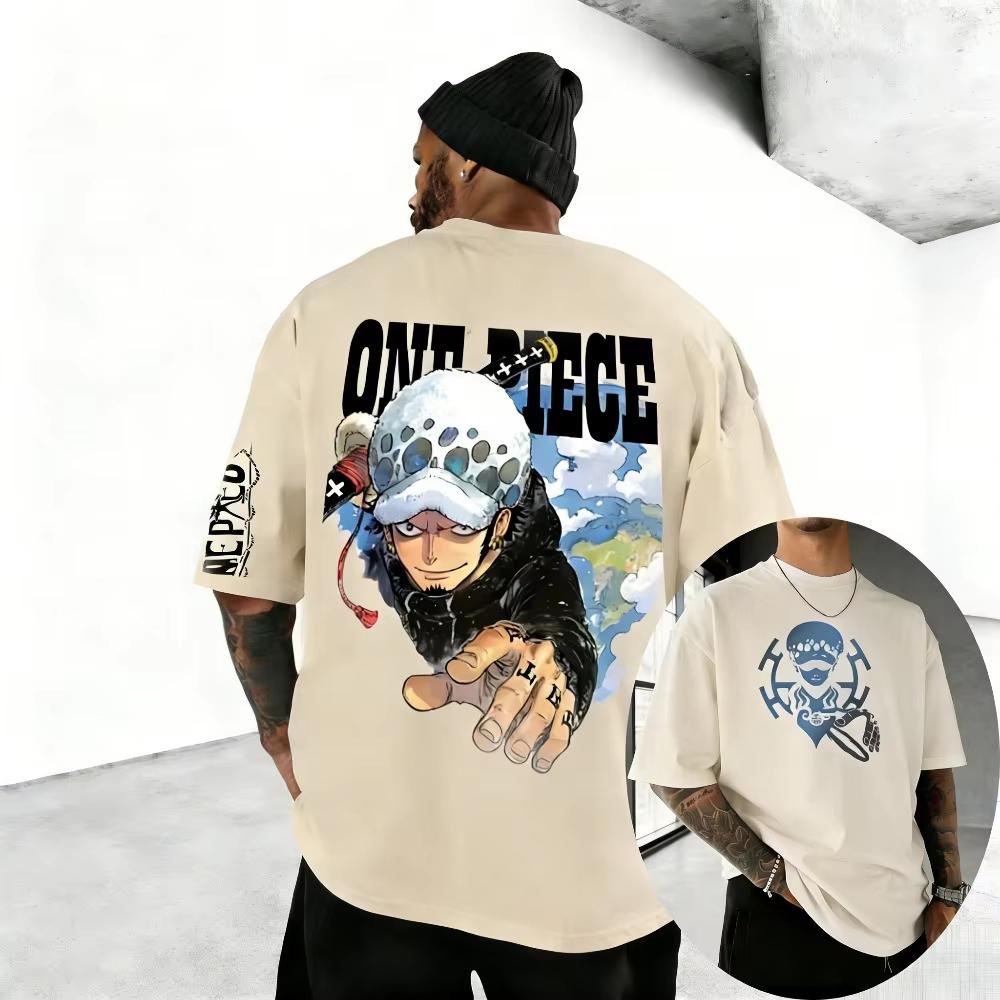 

2026 new Straw Hat Pirates Trafalgar D Waterman Robo Mens Womens Cotton Summer Anime Print TShirt 4XL