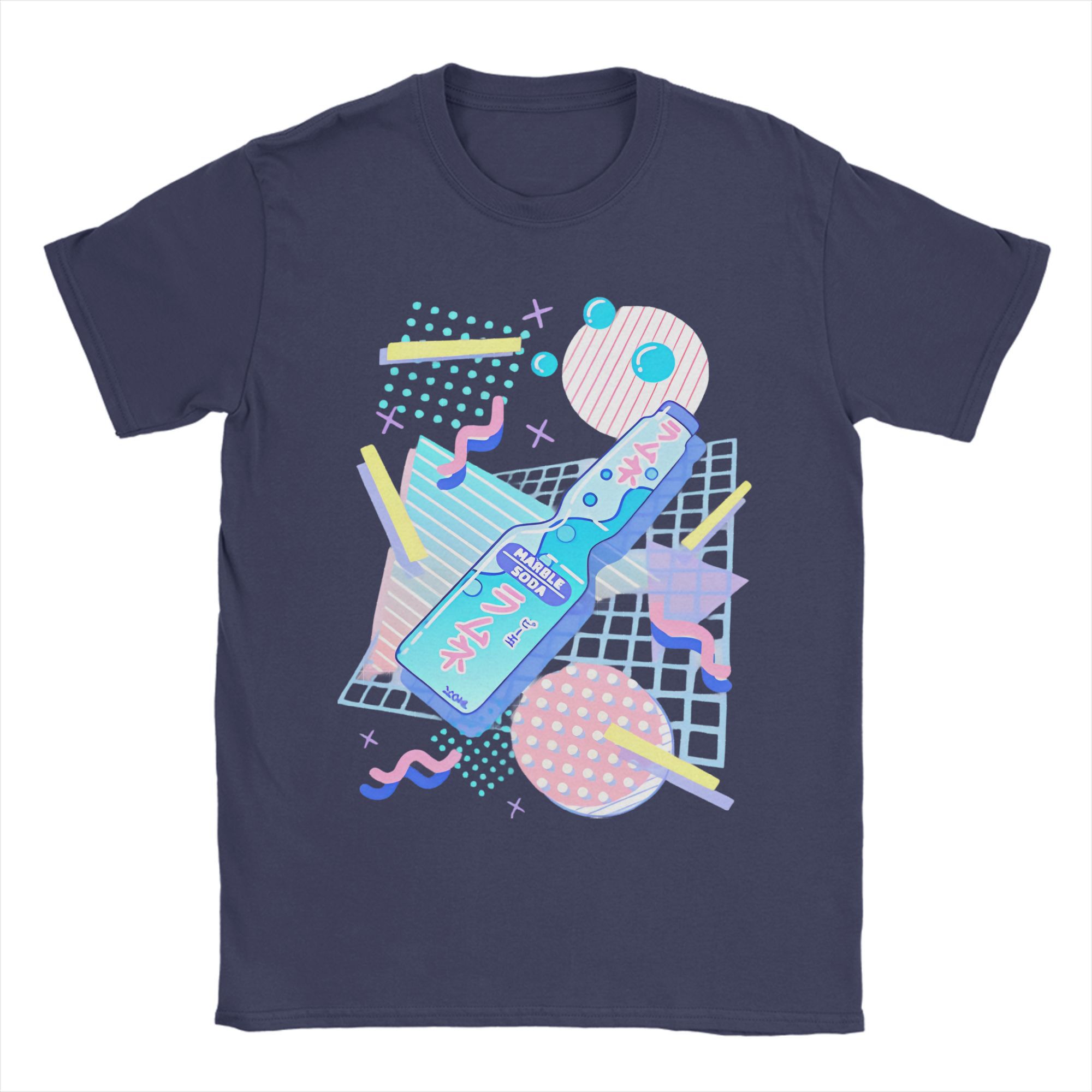 

Забавная футболка Ramune Japanese Soda Marble для мужчин с круглым вырезом, хлопковые футболки с коротким рукавом и принтом «Питьевое искусство», идея для подарка, одежда XXXXXL темно-синий