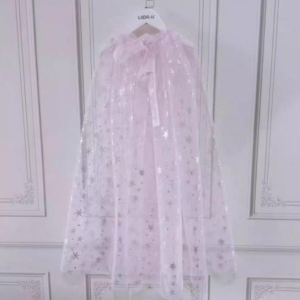 Frozen 2025 Princess Mesh Cape for Girls: Halloween Shawl for Little Ladies